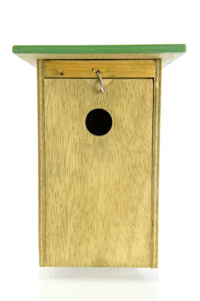 Wooden bird house front view — Stock Photo, Image