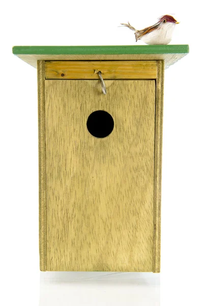 Tomtit on top of bird house — Stock Photo, Image