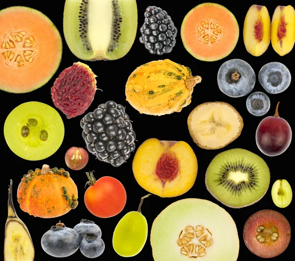 Collage de frutas aislado en negro — Foto de Stock