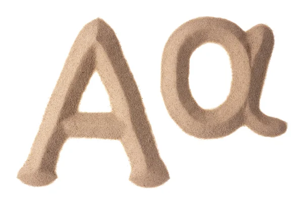 Alpha 的牌子，写着沙子 — 图库照片