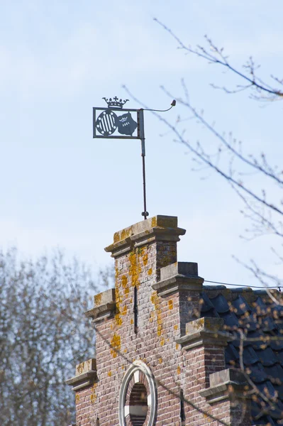 Windvane na hiostoric cihlová zeď — Stock fotografie