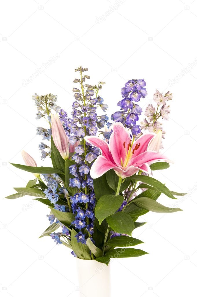 Bouquet of flowers in white background
