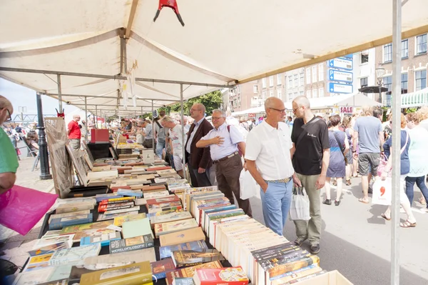 Market booth filled with books