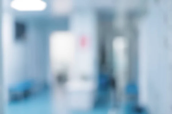 Blauer Abstrakter Medizinischer Hintergrund Leere Klinikhalle Mit Künstlicher Beleuchtung — Stockfoto