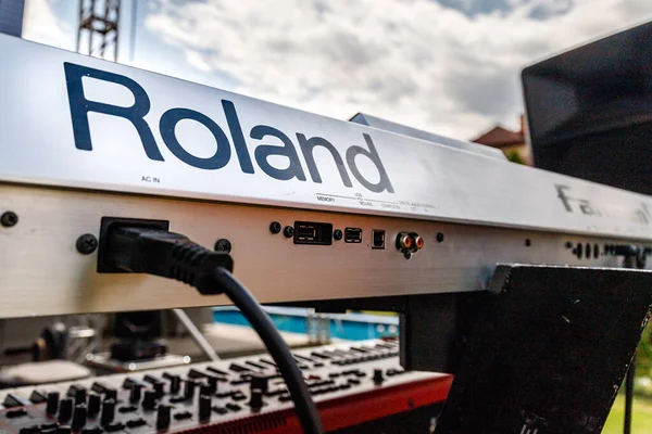 Roland Synthesizer Installed Outdoor Stage Ready Openair Almaty Kazakhstan June — Foto Stock