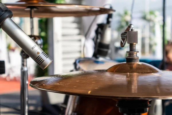 Hat Mic Drum Set Outdoor Festival Almaty Kazakhstan September 2021 — Foto Stock
