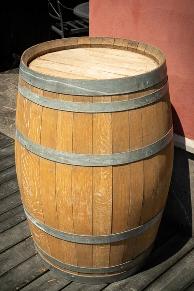 Oak Barrel Stands Outdoor Wall — 스톡 사진