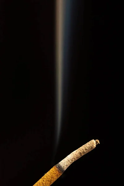Close Smoking Stick Incense Isolated Black Background — Foto Stock