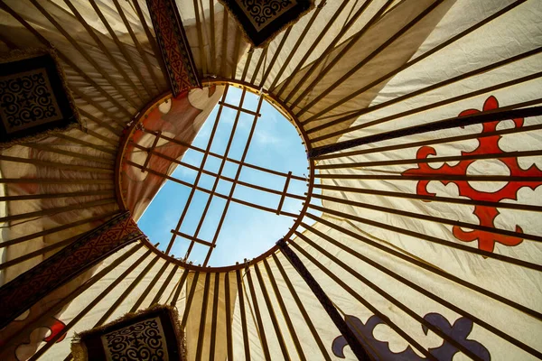 Shanyrak Pandangan Bawah Dari Yurt Kazakh Simbol Kazakhstan — Stok Foto