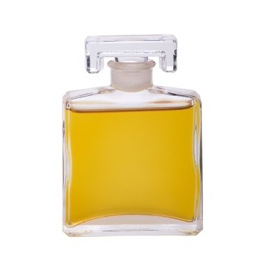 Beyaz üzerine izole edilmiş parfüm şişesi.