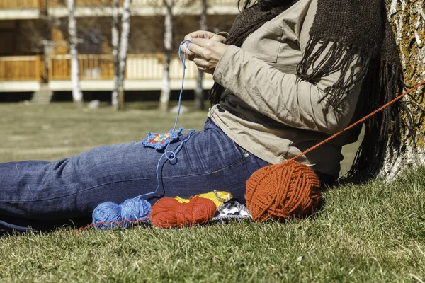 Knitting outdoor — Stock Photo, Image