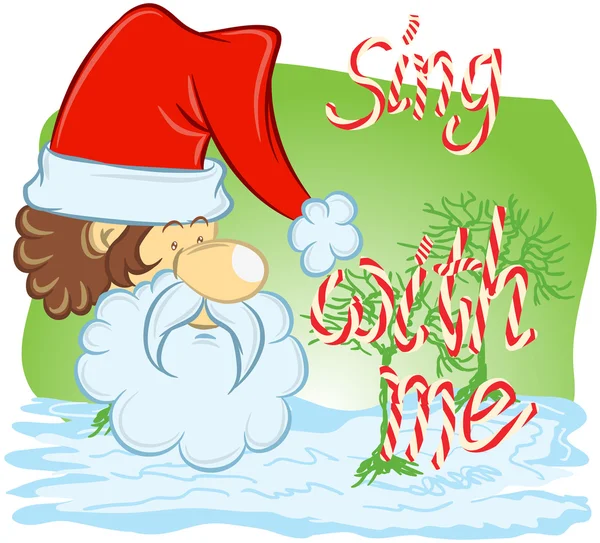 Père Noël sur fond vert. Illustration vectorielle pour carte de Noël rétro . — Image vectorielle