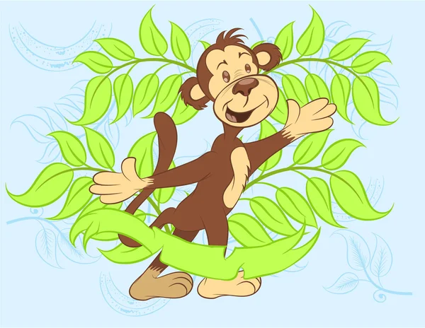 Ilustratorzy wektor zadowolony małpa z liści. — Wektor stockowy