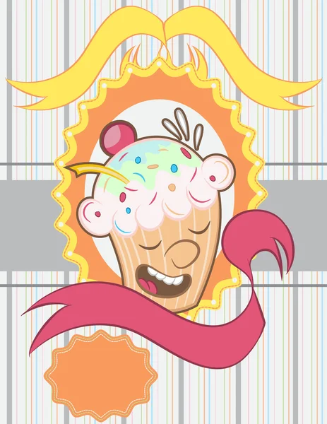 Illustration vecteur de muffin mignon avec fond carte postale . — Image vectorielle