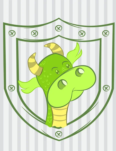 Illustration vecteur de petit dragon vert avec fond — Image vectorielle