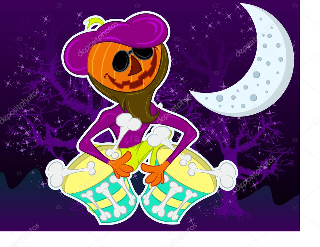 Illustration vector character Pumpkin music for halloween