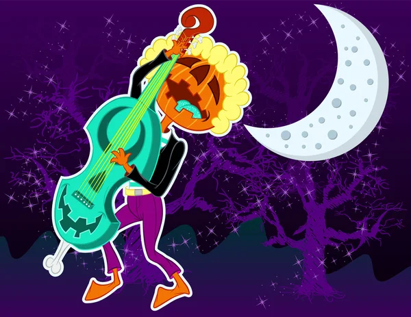Ilustración vector carácter calabaza música para halloween — Archivo Imágenes Vectoriales