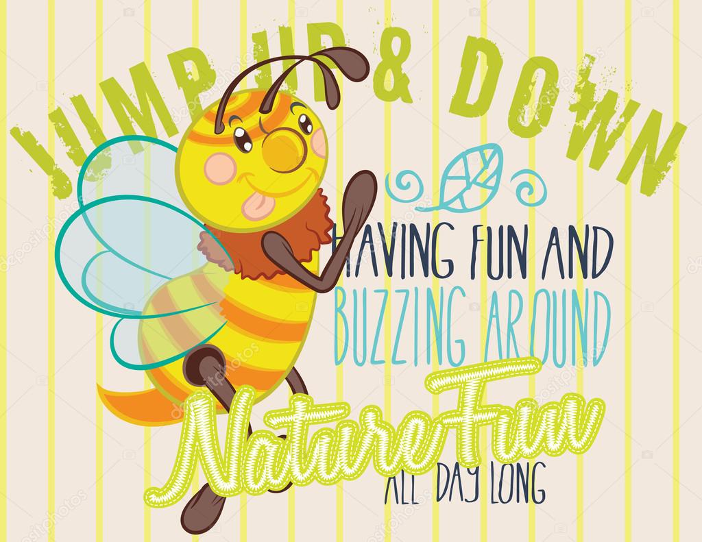 Illustration vector of cute little bee.