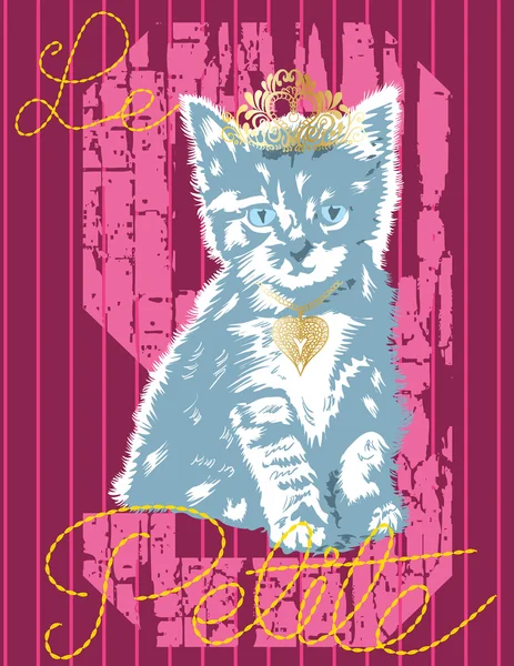 Lindo vector gato con corona — Archivo Imágenes Vectoriales