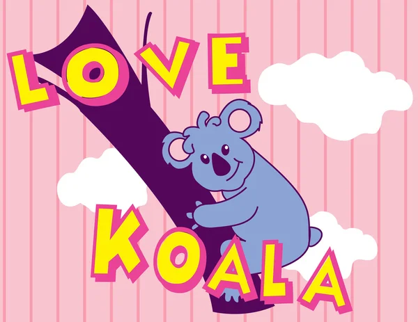 Illustratie vector van schattige koala en meisje met type. — Stockvector