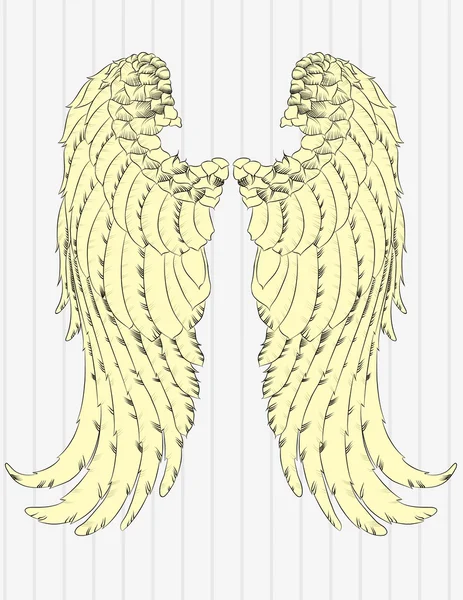 Illustration Vector Hand Drawn Angel Wings. — Stock Vector