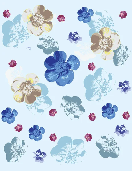 Ilustração vetor ou sem costura primavera bonito pequeno vintage floral, flor padrão fundo . — Vetor de Stock