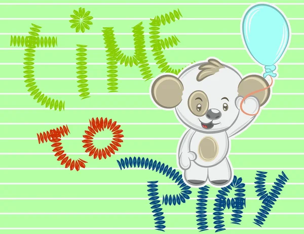 Illustration vecteur d'ours mignon avec le type et les ballons . — Image vectorielle