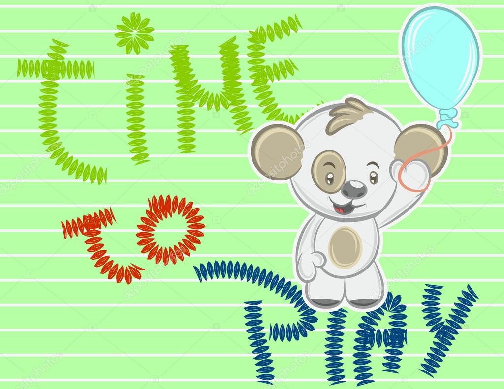 型と風船とかわいいクマさんのイラスト ストックベクター C Kamui7mx