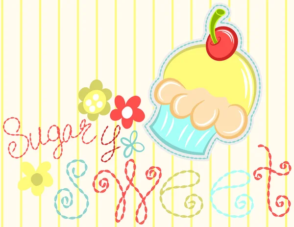 Set de cupcakes mignons - Image vectorielle de stock — Image vectorielle