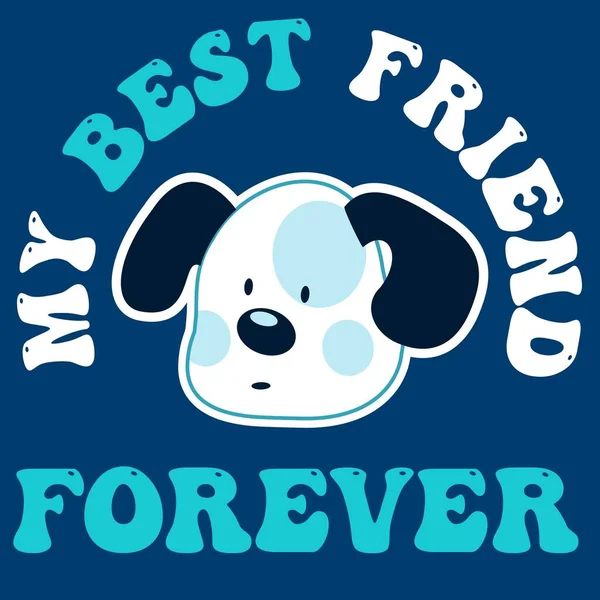 Cute Puppy Ball Text Best Friend Forever Kids Design — Stock Vector