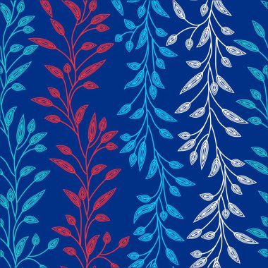 Yapraklı çiçek deseni ve arka plan ilkbahar ve kış tasarımı