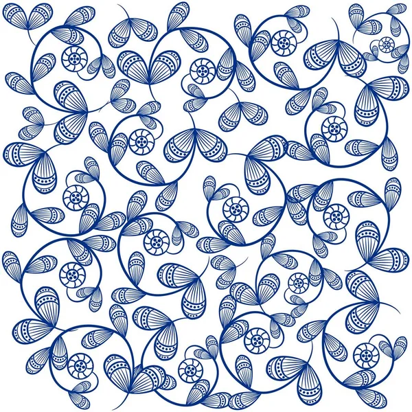 Conception Vectorielle Motif Style Floral Mexicain Avec Des Couleurs Bleu — Image vectorielle
