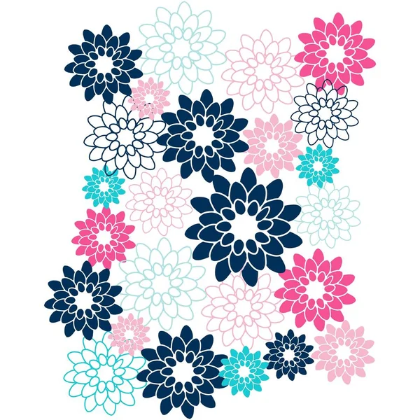 Flowers Pattern Leaves Background Spring Winter Design — Stock Vector