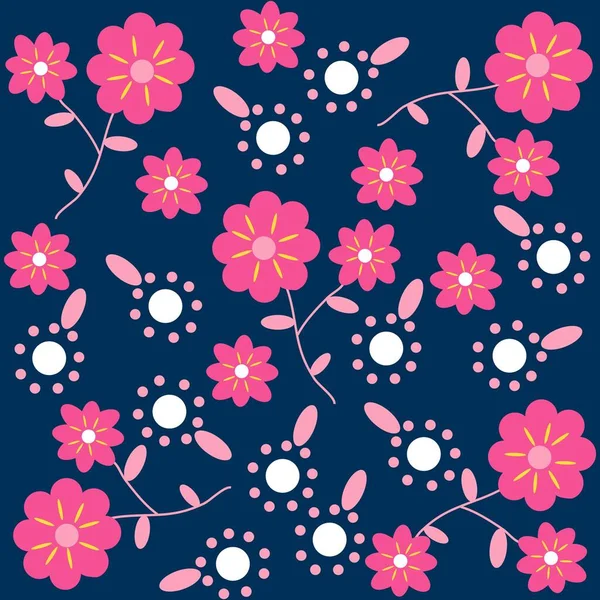 Flowers Pattern Leaves Background Spring Winter Design — Stock Vector