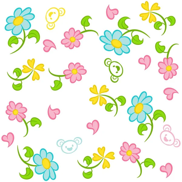 Flowers Pattern Leaves Background Spring Winter Design — Stock Vector