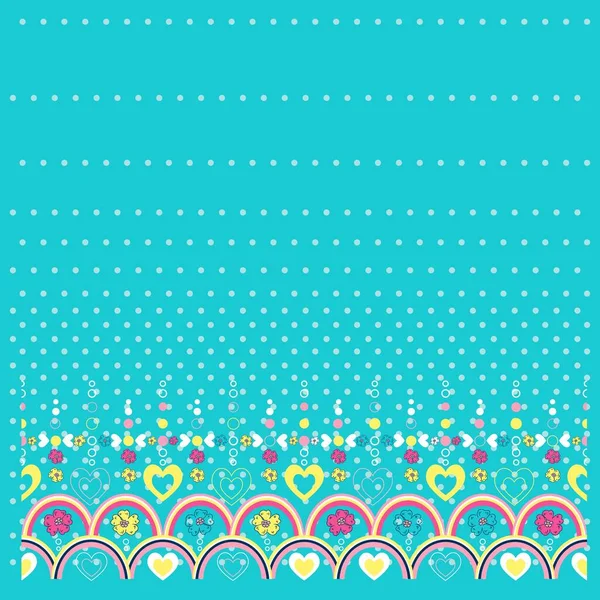 Arco Iris Con Patrón Corazones Puntos Gradientes Diseño Moda — Vector de stock