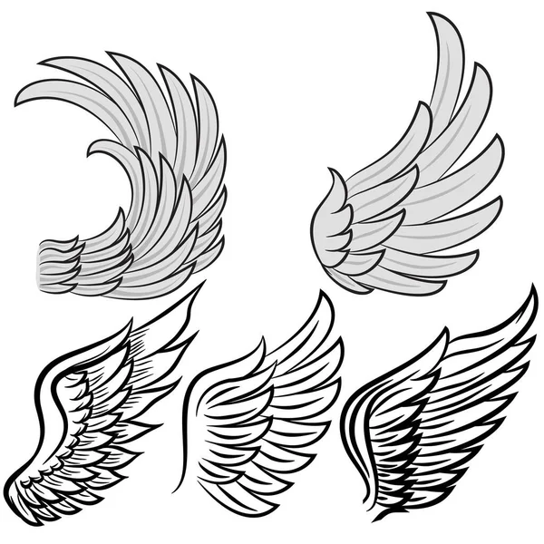 Illustration Vector Hand Drawn Wings — Stock Vector