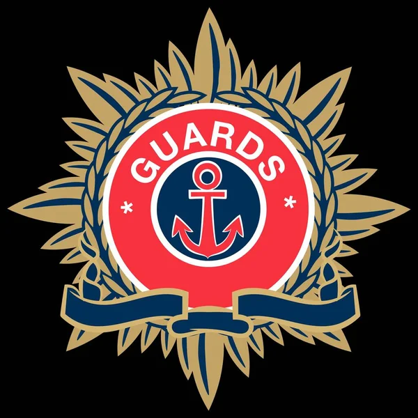 Badge Nautique Rouge Avec Ancre — Image vectorielle
