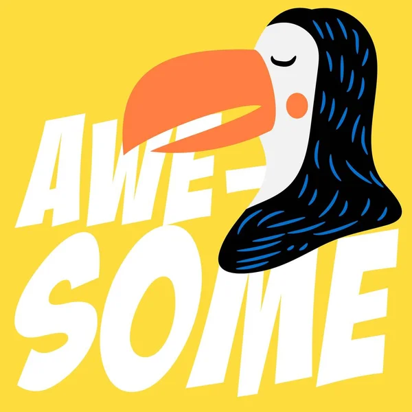 Cute Toucan Design Text Background — 스톡 벡터