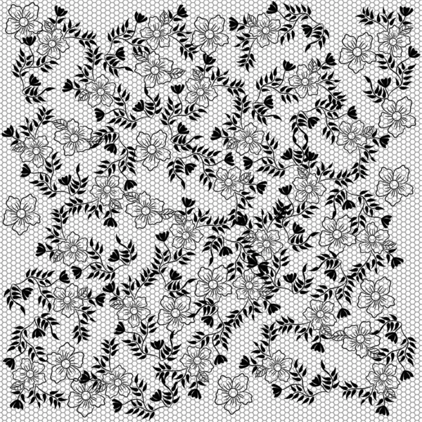 Ilustrace Vzor Módní Květiny Listy Pozadí Dvou Barvách — Stockový vektor