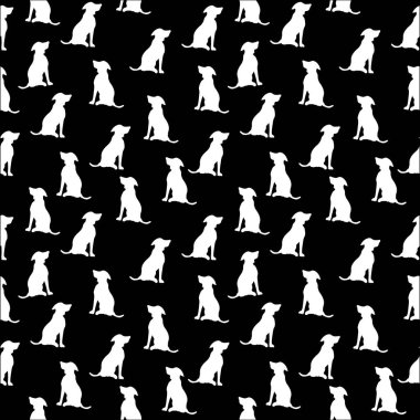 Çizim modeli köpek iki renk tasarımlı arka plan siyahı ile oturur