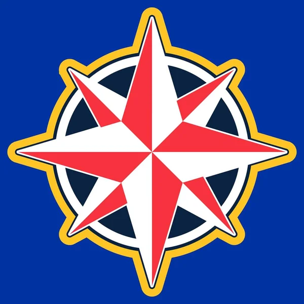 イラストベクトル色と海軍の背景を持つ海洋コンパスパッチ — ストックベクタ