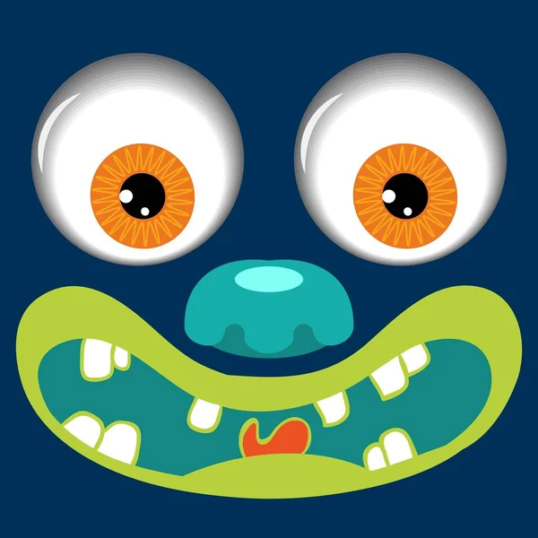 Illustration Vecteur Monstre Visage Avec Grands Yeux Fond Design Cool — Image vectorielle