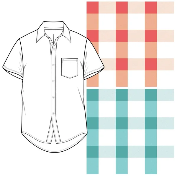 Ilustração Silhueta Camisa Vetorial Com Combinações Tecido Fundo — Vetor de Stock