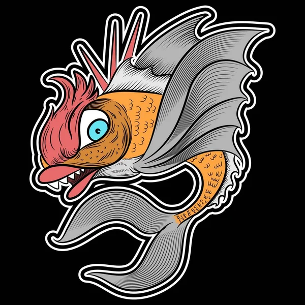 Illustration Vector Japanese Fish Tattoo Stye Cool Fashion — Stock Vector