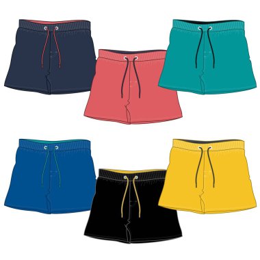 Çizim vektörü mayolu siluet adam renkli ve moda tasarımını engelliyor