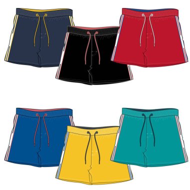 Çizim vektörü mayolu siluet adam renkli ve moda tasarımını engelliyor