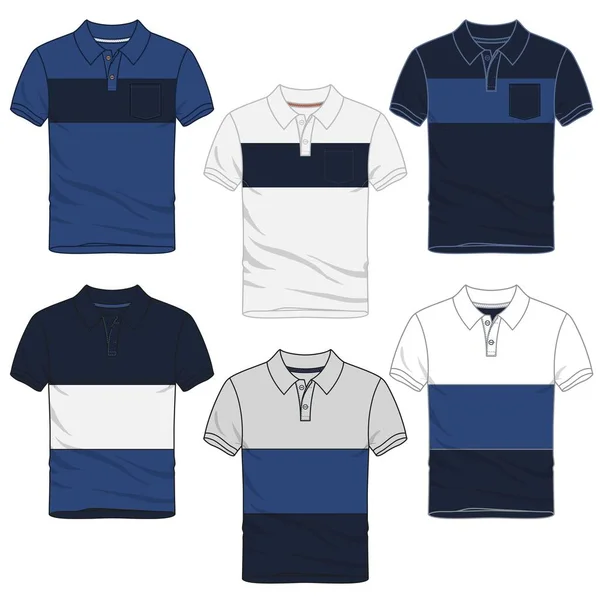 Men Fashion Shirts White Indigo Variants Vector Image — Vector de stock