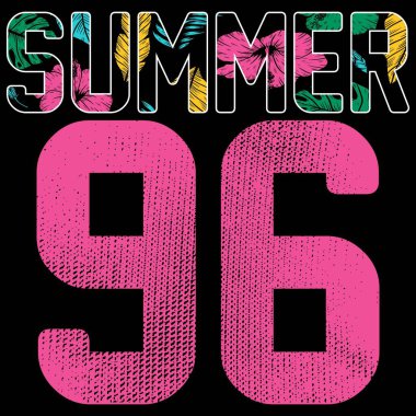 Çiçekler ve 96 numaralı Moda Koleji tasarımı ile İllüstrasyon Yazı