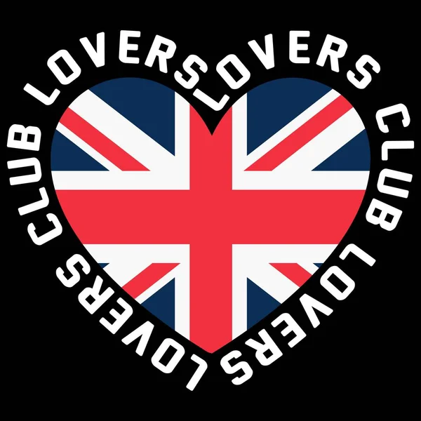 Illustration Hearth England Flag Text Lover Club Fashion Style — Wektor stockowy